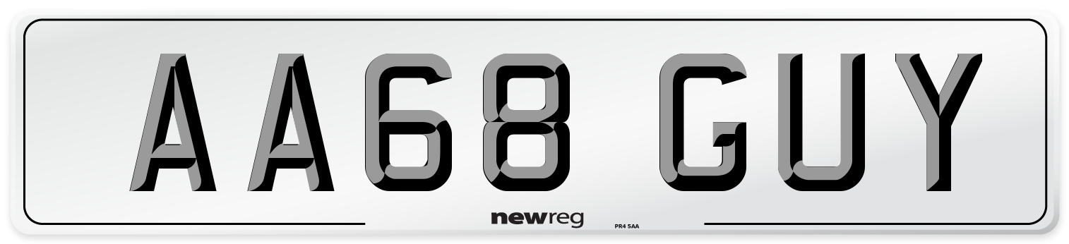 AA68 GUY Number Plate from New Reg